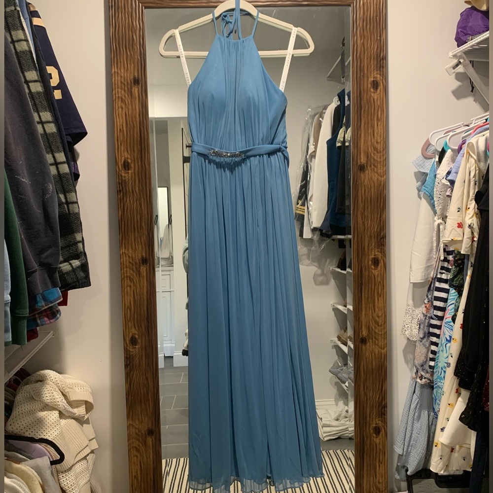 Azazie Hazel Steel Blue Dress in Size A0 - Picture 3 of 12
